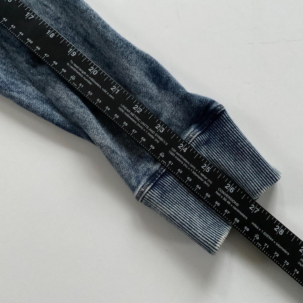 Michael Stars Women’s Sydney Sweatshirt OS Blue Acid Wash Slits Grunge Slouchy - Picture 7 of 12